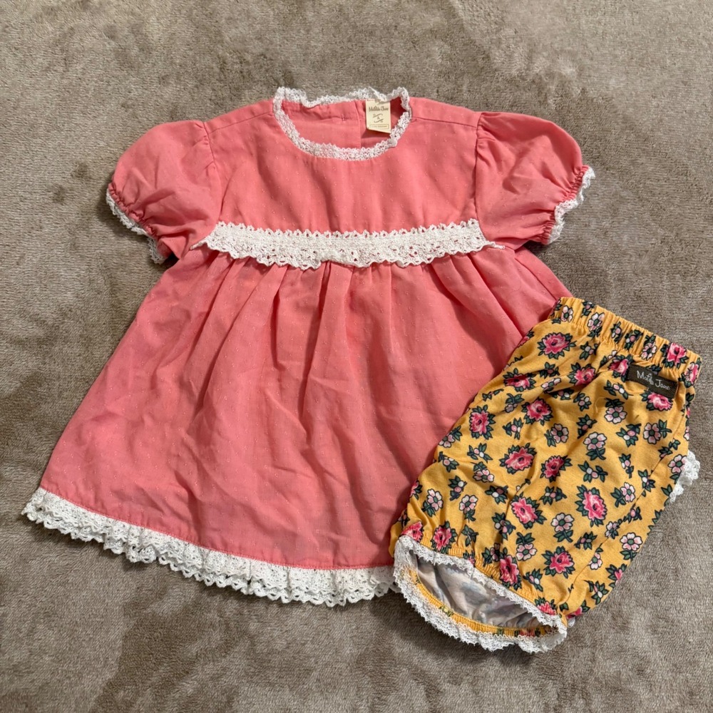 Matilda Jane Sleepy Jean Pajama Set Brilliant Daydream Pink Yellow Floral Size 4